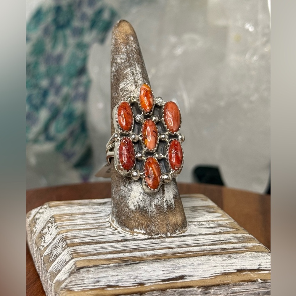 Roberta Begay Navajo Handmade Spiny Oyster Cluster Ring